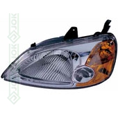 Honda Civic, 01-04 gadam, priekšējais lukturis kreisajai pusei, mehāniskais, spuldzei H4