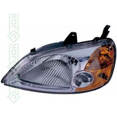 Honda Civic, 01-04 gadam, priekšējais lukturis kreisajai pusei, elektriskais, spuldzei H4