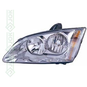 Ford Focus, 05-07 gadam, priekšējais lukturis kreisajai pusei, elektriskais, bez motora, spuldzēm H1/H7, 4/5 durvis