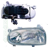 Priekšējais lukturis labajai pusei, spuldzēm H1/H1, apaļš/kvadrātains savienotājs, manuālā/elektriskā (Golf III 92-97)