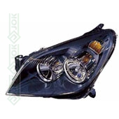 Opel Astra, 04-08 gadam, priekšējais lukturis labajai pusei, elektriskais, ar motoru, spuldzēm H7/H1/H21W/W5W