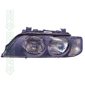 BMW 5ser E39, 95-00 gadam, priekšējais lukturis kreisai pusei, elektriskais, ar motoru, spuldzēm H7/HB3, caurspīdīgs