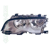 Priekšējais lukturis, elektriskais, ar motoru, H7/H7, hroms, kreisā puse (BMW E46 98-00, Sedans)