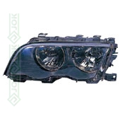 Priekšējais lukturis, elektriskais, ar motoru, H7/H7, melns, kreisā puse (BMW E46 98-00, Sedans)