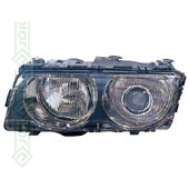 BMW 7ser E38, 98-02 gadam, priekšējais lukturis kreisai pusei, elektriskais, ar motoru, spuldzēm D2S/HB3, melns, ksenons