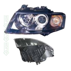 Audi S4, 02-04 gadam, priekšējais lukturis labajai pusei, elektriskais, ar motoru, spuldzēm H7/H9