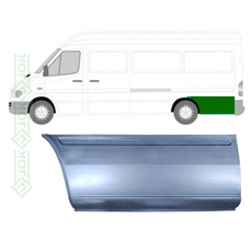 Remontdaļa spārnam, 1185x500 mm, aiz riteņa, garā bāze,  labā puse    (Sprinter 95-05, VW LT 96-06)