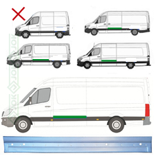 Remontdaļa sānam, virs sānu joslas, 152 x 17 cm, vidējā/ garā/ ekstra garā bāze, kreisā puse  (Crafter 05-17, Sprinter 06-18)
