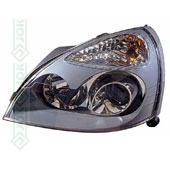 Renault Clio, 01-04 gadam, priekšējais lukturis labajai pusei, elektriskais, spuldzēm D2S/H7, V6