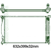 Motora dzeses radiators 632x399x32mm, automātiskā ātrumkārba, benzīns, ar kondicionieri, ražots ES (2.4i V6)