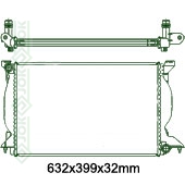 Motora dzeses radiators 632x399x32mm, mehāniskā ātrumkārba/ automāts, dīzelis, ar kondicionieri, ražots ES (2.5 TDi)