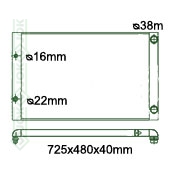 Motora dzeses radiators 725x480x40mm, mehāniskā ātrumkārba/ automāts, benzīns, ar/bez kondicioniera, Ava-Cooling (3.7i V8 40V, 4.2i V8 40V)