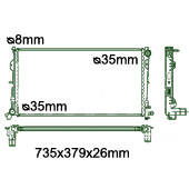 Motora dzeses radiators 735x379x26mm, mehāniskā ātrumkārba/ automāts, dīzelis, ar/bez kondicioniera, ražots ES (2.8 CRDi)