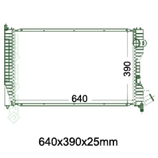 Motora dzeses radiators 640x390x35mm, mehāniskā ātrumkārba/ automāts, ar/bez kondicioniera, ražots Ķīnā (2.0i Turbo, 2.0i TD)