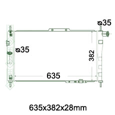 Motora dzeses radiators 635x382x28mm, mehāniskā ātrumkārba, benzīns  (1.5i, 1.5i 16V, 1.8i, 2.0i )