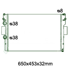 Motora dzeses radiators 650x453x32mm, mehāniskā ātrumkārba, dīzelis, ar/bez kondicioniera, ražots ES (29L, 35C, 35S)