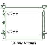 Motora dzeses radiators 646x470x22mm, mehāniskā ātrumkārba/ automāts, benzīns, ar/bez kondicioniera, ražots ES (2.3i 16V)