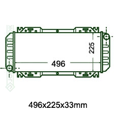 Motora dzeses radiators 496x225x33mm, mehāniskā ātrumkārba, bez kondicioniera, ražots Ķīnā (1.0, 1.1)