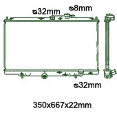 Aerodeck, PickUp Motora dzeses radiators 350x667x22cm , mehāniskā ātrumkārba, benzīns, ar/bez kondicioniera, ražots ES (1.8i 16V / 2.0i 16V / 2.2i 16V / 2.3i 16V)