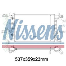 Motora dzeses radiators 537x359x23mm, automāts, benzīns, bez kondicioniera, ražots ES (1.6 / 1.6i / 1.6i 16V / 1.8i 16V / 2.0i 16V)