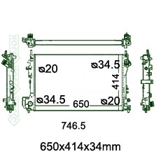 Motora dzeses radiators 650x414x34mm, mehāniskā ātrumkārba/ automāts, dīzelis, ar kondicionieri, ražots ES (3.0 DTi)