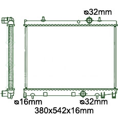 Motora dzeses radiators 380x542x16mm, mehāniskā ātrumkārba, ar/bez kondicioniera, dīzelis, Nissens (1.6 HDI 16V)