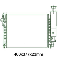 Motora dzeses radiators 460x377x23mm, mehāniskā ātrumkārba, ar/bez kondicioniera, benzīns, Nissens (1.4, 1.6)