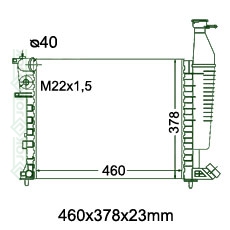Motora dzeses radiators 460x378x23mm, mehāniskā ātrumkārba, bez kondicioniera, benzīns, ražots ES (1.1i)
