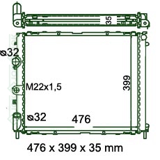 Motora dzeses radiators 476x399x40mm, mehāniskā ātrumkārba/ automāts,  ar/bez kondicioniera, ražots ES (1.4i / 1.4i 16V / 1.6i / 1.6i 16V / 1.9 D / 1.9 TDi / 2.0i 16V)