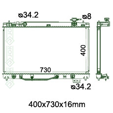 Motora dzeses radiators 400x730x16mm, mehāniskā ātrumkārba/ automāts, ar/bez kondicioniera, Ķīna