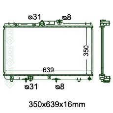 Motora dzeses radiators 350x638x16 mm , automāts,  benzīns, ar/bez kondicioniera, ražots ES (1.3 12V / 1.5i 16V, 1.6i 16V, 1.8i 16V)