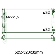 Motora dzeses radiators 525x320x32mm, mehāniskā ātrumkārba, benzīns, bez kondicioniera, Nissens (1.8i)