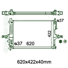 Motora dzeses radiators 620x422x40mm, automāts, ar/bez kondicioniera, ražots ES (2.0 T/ 2.3 T / 2.4 T / 2.4 D / 2.4 TD / 2.4i / 2.4i 20V / 2.5 T / 2.5 D / 2.5 TD / 2.8 T / 2.9i 24V / 2.9i 24V Turbo / 3.0i 24V / D5 / T5)