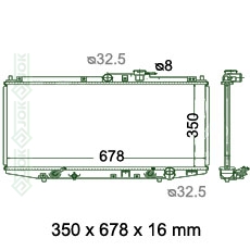 Motora dzeses radiators 632x399x26mm, mehāniskā ātrumkārba, ar/bez kondicioniera, benzīns (1.6i 16V, 1.8i 16V, 2.0i 16V, 2.2i 16V, 2.3i 16V)