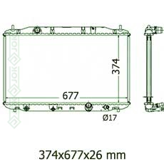 Motora dzeses radiators 374x677x26mm, mehāniskā ātrumkārba/ automāts, dīzelis, ar/bez kondicioniera, ražots ES (2.2 CTDi)