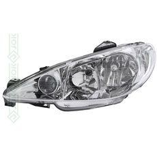Priekšējais lukturis labajai pusei, elektriskais, bez motora, spuldzei H7/H7, Valeo (Peugeot 206 98-06)