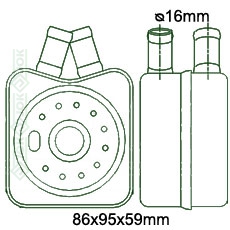 Eļļas radiators 86x95x59mm, mehāniskā ātrumkārba/ automāts, ar/bez kondicioniera, ražots ES ( 1.4 TDi / 1.4i 16V / 1.6i / 1.6i 16V / 1.6 SRE / 1.7 SDi / 1.8 TFSI / 1.8i 20V / 1.8i 20V Turbo / 1.9 TDi / 1.9 SDi / 2.0i / 2.0 TDi / 2.0i 16V / 2.0 GAS / 2.0 SDi / 2.3i 16V / 2.8i V6