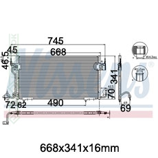Kondicioniera radiators 668x341x16mm, mehāniskā ātrumkārba,  ražots ES ( 1.8 D / 1.9 D )