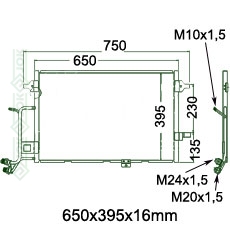 Kondicioniera radiators 650x395x16mm, mehāniskā ātrumkārba/ automāts,  NRF ( 2.5 TDi )