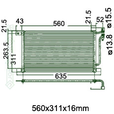 Kondicioniera radiators 560x311x16mm, mehāniskā ātrumkārba/ automāts,  ražots ES ( 1.8 D / 2.0 D / 3.0 D / 3.0 SD / 318 D / 318 TD / 320 TD / 320 D / 330 D )