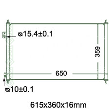 Kondicioniera radiators 615x360x16mm, mehāniskā ātrumkārba/ automāts, KOYO ( 1.4i 16V / 1.6i 16V / 1.7i 16V / 2.0i 16V )
