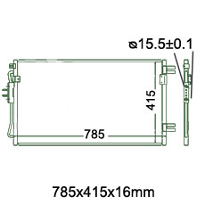 Kondicioniera radiators 785x415x16mm, mehāniskā ātrumkārba/ automāts ( 2.8 CRDi )