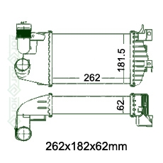 Interkūlera radiators 262x182x62 mm, mehāniskā/ automātiskā ātrumkārba, ar/bez  kondicioniera, Ķīna (1.7 CDTi)