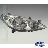 Priekšējais lukturis, elektriskais, ar motoru, ar miglas lukturi, spuldzēm H7/H1/H1, labā puse, Magneti Marelli  (Peugeot 307 01-04)