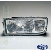 Mercedes Actros, 96- gadam, priekšējais lukturis labajai pusei, ar korektoru, spuldzēm H4/H1, Magneti Marelli
