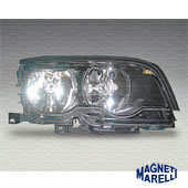 Priekšējais lukturis, H7/H7, rāmis melnā krāsā, labā puse, Magneti Marelli (BMW E46 00-01, Coupe/Convertible)