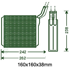 Salona apsildes radiators 160x160x38mm, mehāniskā ātrumkārba, ražots ES