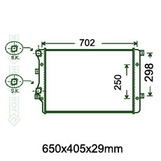 Motora dzeses radiators 650x405x26mm, mehāniskā ātrumkārba/ automāts,  ar/bez kondicioniera, BEHR (1.4 TSI / 1.4 FSI / 1.4 SRE / 1.6 TDI  / 1.6 GAS / 1.6 SRE / 1.6 MPI / 1.8 TFSI /1.8i 16V Turbo / 1.9 TDI / 2.0 TFSI)